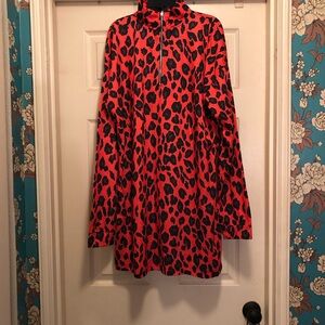 Red and Black Leopard Print Pullover Dress